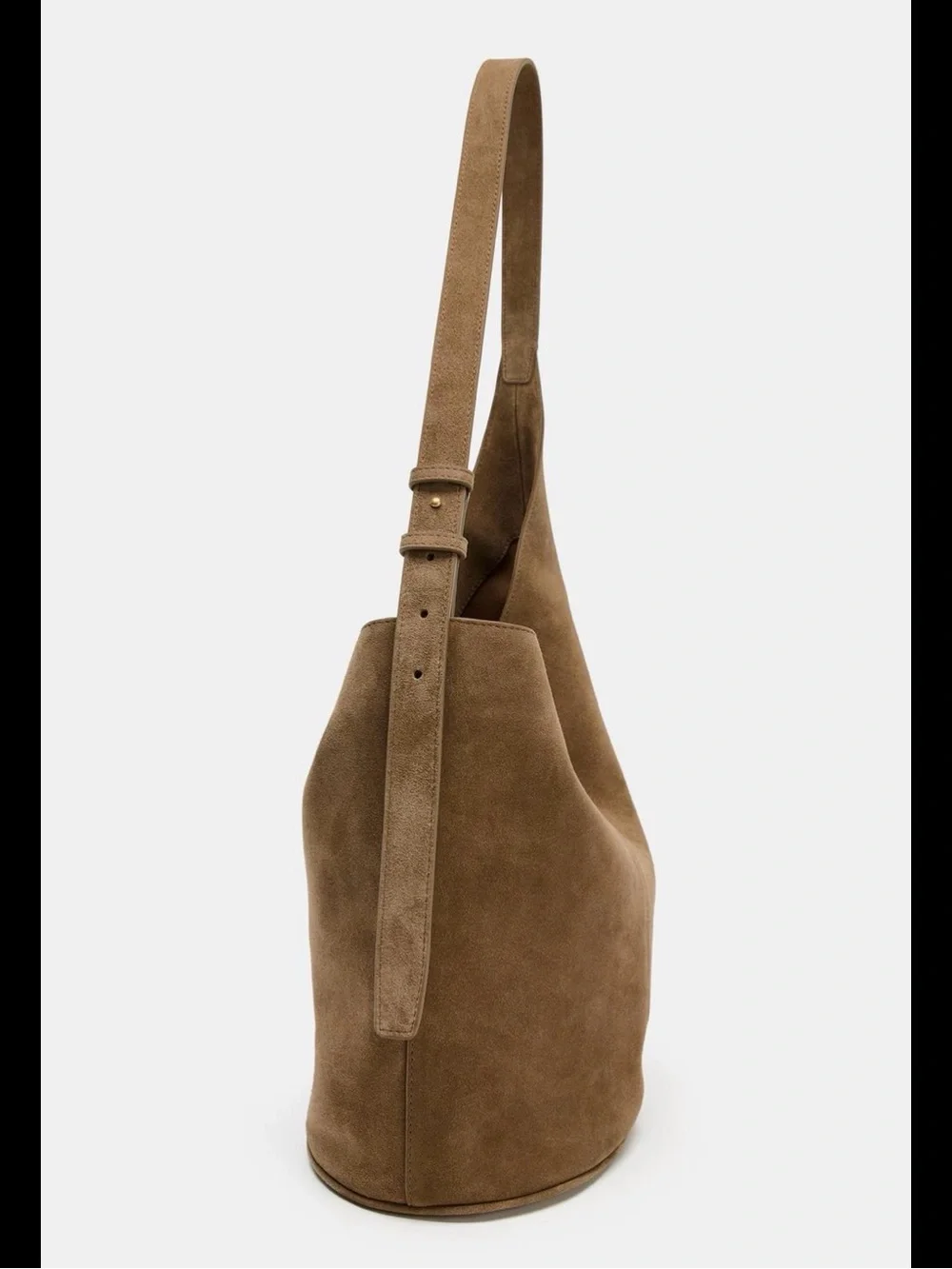 ZARA ASYMMETRIC COW LEATHER BUCKET BAG NWT